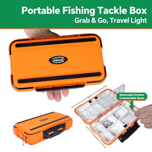 CLEARANCE Portable Tackle Box with 7-Type/33Pcs Fishing Lures Kit, Bonus 4-Type/40Pcs Accessories Set All-in-one for Beginners Teenager Kids Boys Women, Ideal Gift for Father's Day from Wife