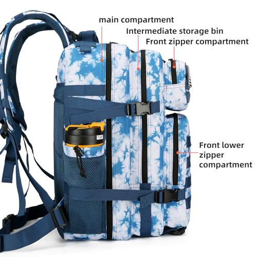 Lovelinks21 45L Tactical Assault Backpack 3 day assault pack with Molle Waterproof backpack Rucksack for Tactical Backpacks (Blue coral) - color: Blue Coral