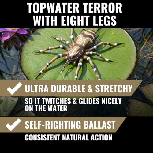 LUNKERHUNT Phantom Spider Lure for Bass Fishing (2.5 Inch) | Topwater Spider Fishing Lure with Natural Walking Action | Soft Hollow Body Weedless Hooks for Trout and Pike - color: Dock