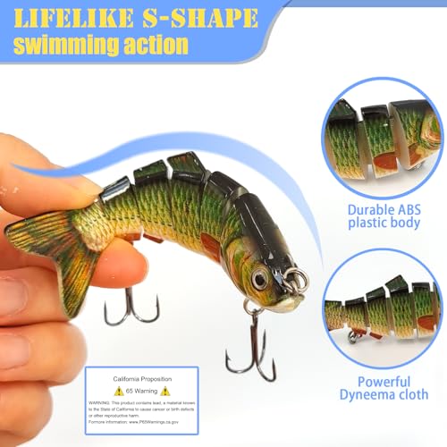 Multi Jointed Swimbait Saltwater Fishing Lures with Sharp Treble Hooks, Bass Fishing Lures Walleye Trout, Lifelike Slow Sinking Fish Bait Lures Kit Freshwater - color: 3 Colors