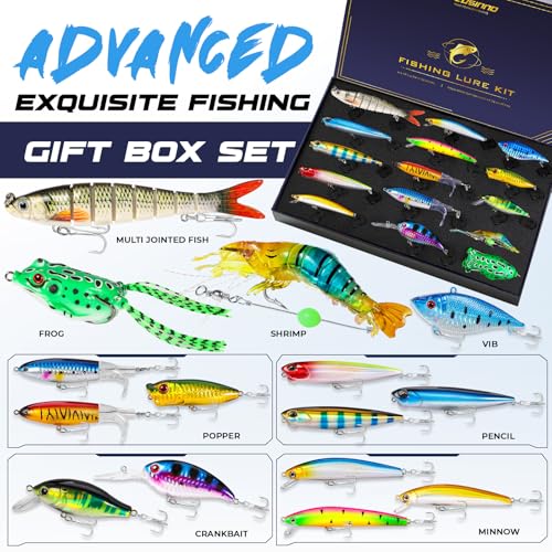 PLUSINNO Fishing Lures - Tackle Box, Bass Fishing Lures for Freshwater and Saltwater, Trout Fishing Gear & Bait, Fishing Gifts for Men,Father - color: Bass/Trout fishing lures-B