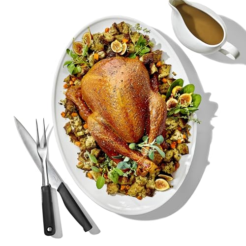OXO Carving Set |Soft-Grip Duo Designed for Effortless Carving and Serving |2-Piece Fork & Knife Set | Spear, Secure, Cut & Serve Roasted Meat - style: Carving Set