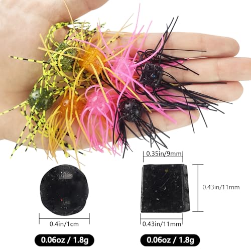 Eupheng Silicone Soft Dice Fishing Lures with Multiple Tentacles, Handmade Slow Sink Bass Fishing Soft Plastic Baits for Drop Shot, Finesse, Wacky Rig - color: Brown, size: 10PCS-(Square & round body)