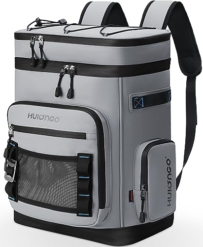 Hulongo Large Waterproof Insulated Cooler Backpack for Men & Women, Leak Proof Cooler Backpack for Camping, Beach, Fishing, Picnic, Travel, Outdoor, 30L, 48Cans - color: gray