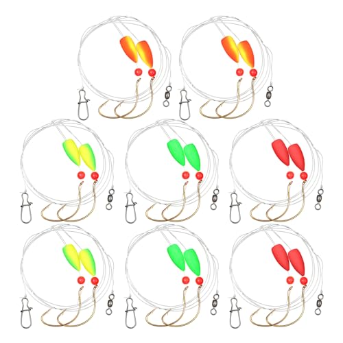 Arrowbash 16 Pcs/ 8 Pcs Pompano Rigs for Surf Fishing Floats Pre-Rigged Saltwater Gear Tackle with 1/0 Circle Hooks for Casting Pier Jetty Fishing