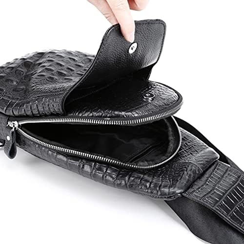 Hebetag Crocodile Genuine Leather Sling Bag Backpack for Men Travel Outdoor Hunting Hiking Camping Crossbody Shoulder Chest Pack Daypack Black - color: #11black