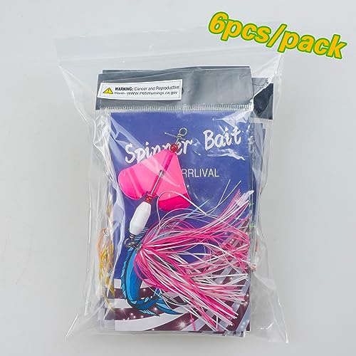 Spinnerbait Fishing Lures Kit Set, 6pcs Bass Fishing Buzzbait Multicolor Bass Trout Salmon Metal Spinner Baits Swim Jigs Freshwater Saltwater Fishing - color: Style B-6pcs