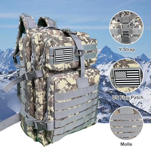 50L Large Military Tactical Backpack Molle Army Assault Pack for Travel Camping Hiking Fishing Backpack for men (ACU camo) - color: Acu Camo