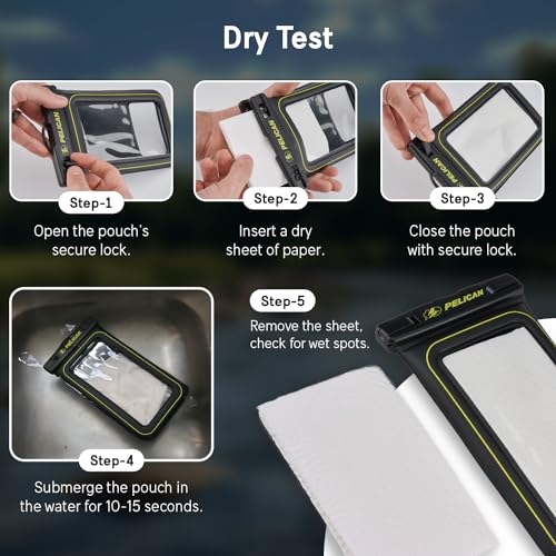 Pelican 2 Pack Marine Waterproof Phone Pouch (Regular) -Black/Hi-Vis Yellow | Touchscreen IP68 Floating Waterproof Phone Case w/Detachable Lanyard - Fits All Phones - Beach Cruise Ship Travel Essentials - color: Black/Neon - 2 Pack - Regular, size: Regula