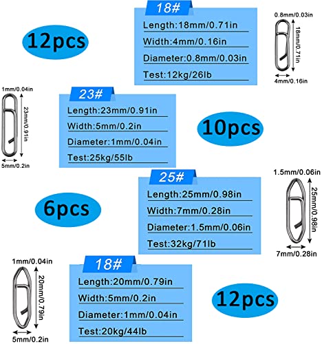 Fishing Power Clips Kit,40PCS High Strength Stainless Steel Speed Clip for Fishing Lure Quick Change, Freshwater Saltwater Crankbait Popper Lures Quick Snap Connector Tackle