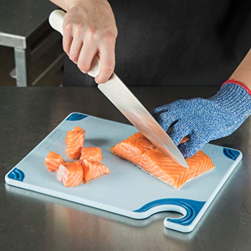 San Jamar Saf-T-Grip Cutting Board With Molded-In Ruler, Plastic Chopping Board for Kitchen, 9" x 12" x 0.35", 1 Count, Blue - color: Blue