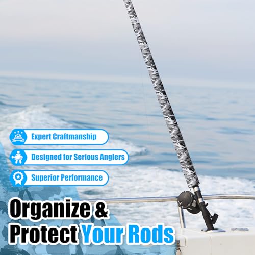 Neoprene Fishing Rod Sleeve Rod Socks Puncture Resistant Fishing Rods Cover for Storage and Transportation Protective Case for Casting Trolling Spinning Rods - color: Camouflage