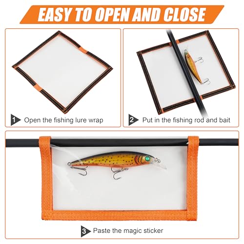 Fishing Lure Wraps, Fishing Hook Covers Durable Clear PVC Lure Covers Keeps Fishing Safe Easily See Lures Bait Storage Protector - color: Orange, size: 2pcs Large+2pcs Medium
