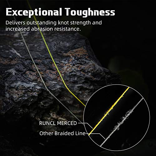 RUNCL Braided Fishing Line Merced, 1000 500 300 Yards Braided Line 4 8 Strands, 6-200LB - Proprietary Weaving Tech, Thin-Coating Tech, Stronger Smoother for Freshwater Saltwater - color: Hi-Vis Yellow, size: 6lb/300yards (4 Strands)