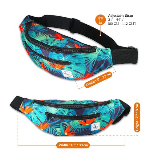 Vibe Festival Gear Rave Fanny Pack for Women Men – Festival, 4 Pockets, Adjustable Strap, Cute Waist Bag, Crossbody Belt Bag, Hiking, Running, Cycling - color: Hawaii, size: Fits Most