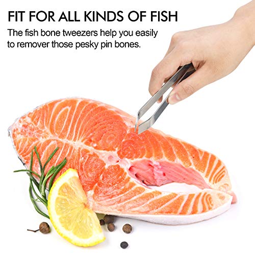 Fish Bone Tweezers, Professional Stainless Steel Flat and Slant Pliers Set for Kitchen Salmon Trout, 1 SET | Professional Stainless Steel, Flat and Slant Pliers Set, For Kitchen Salmon Trout
