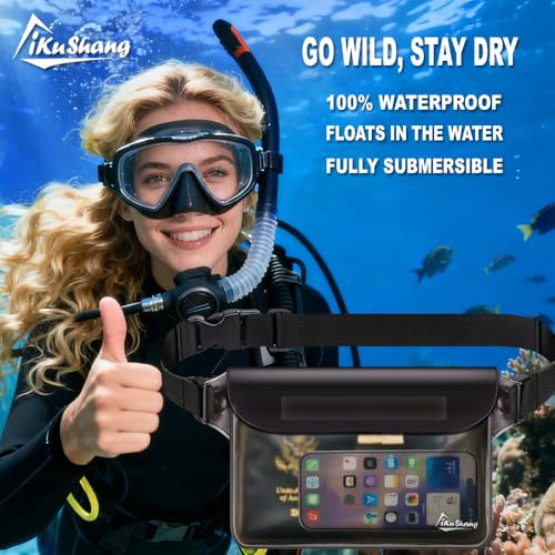 Waterproof Fanny Pack, Dry Bag Phone Pouch for Beach Swimming Kayaking | Floating dry bag keeps wallet & purse safe. Triple zip-lock seals water. Touchscreen works wet. Cruise, fishing & travel - color: Gray+Black