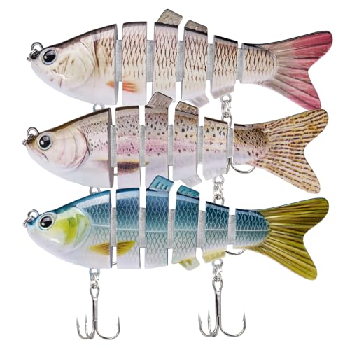 TRUSCEND Swimmax Easy Catch Fishing Lures with BKK Hooks, Wiggling, Vibrating, Rattling and Gurgling for More Bites, Heavy-Duty Dyneema Fiber Jointed Swimbaits for Bass, Trout, Crappie, Walleye, Pike - color: A4-4.5",1oz