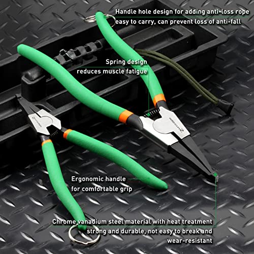 SPEEDWOX 2 Pcs Special Angle Tip Lock Ring Pliers Set for Removing & Installing Gearshift Locking & Spring Loaded Snap Rings - style: 8"&11" with hole