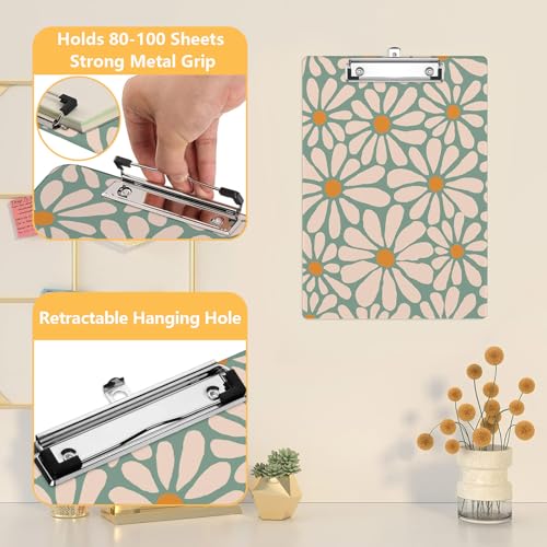 Abstract Daisy Flower Clipboard, Retro Groovy Flowers Decorative Clip Board with Metal Clip Cute Plastic Clipboards A4 Standard Size 8.5" x 12.5" for Nurses, Students, Office - color: Etro Groovy Flowers