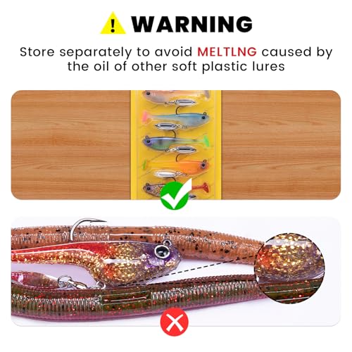 TRUSCEND Duramax Pre-Rigged Fishing Lures with BKK Jig Hooks, Easy Catch 10X Tear-Resistant TPE Soft Swimbaits for Bass Trout Crappie Walleye Redfish Grouper, Fishing Bait for Saltwater and Freshwater - color: C1-3"-3/8oz