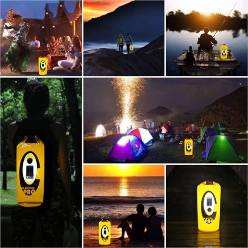Qoolife Dry Bag Waterproof with Solar Bluetooth Speaker & Light - 10L/20L Roll Top Dry Sack Keeps Gear Dry for Men Women Kayaking, Beach, Rafting, Boating, Hiking, Camping and Fishing - color: Yellow with BT Speaker, size: 10L