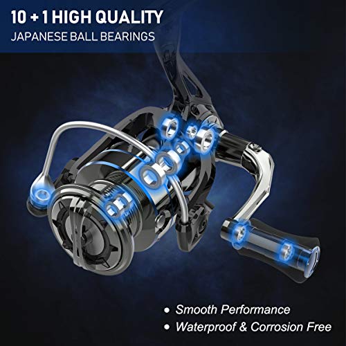 Tempo Apex Spinning Reel, Ultralight Premium Magnesium Body, Super Smooth Fishing Reel with 10 + 1 BB, Powerful and Durable Reel with Strong 39lb Max Carbon Fiber Drag