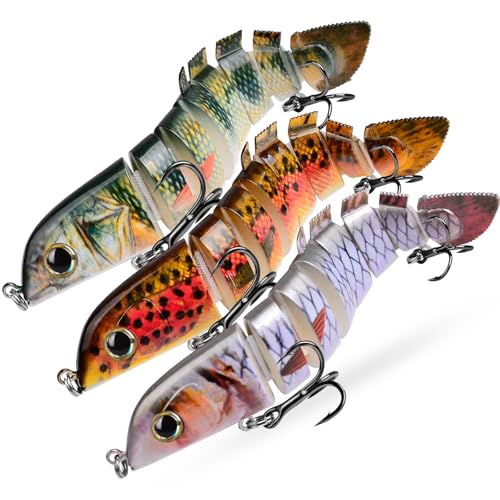 Crankbait Fishing Lure Pike Muskie Lures Lifelike Multi Jointed Swimbait Segement Hard Minnow Bait Treble Hook - color: HS075ABC-3pcs/set
