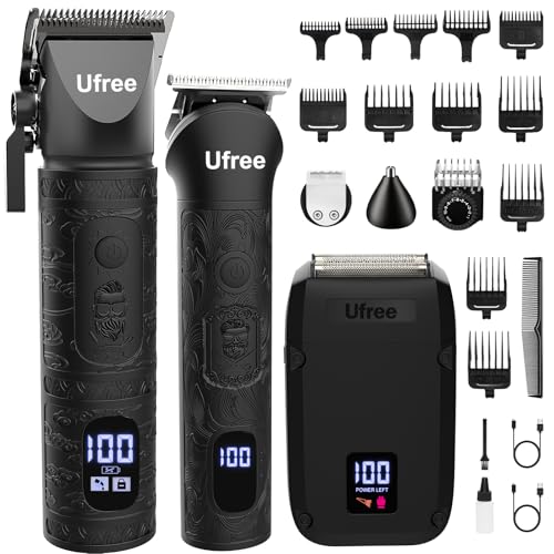 Ufree Beard Trimmer, Hair Clippers Mens Shaver Electric Razor, Hair Trimmer for Men Cordless Barber Clippers and Trimmers Set, Hair Cutting Kit for Men Grooming Gifts, Black - color: Black