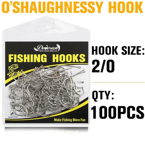 Dovesun Fishing Hooks Saltwater O'Shaughnessy Fishing Hooks 100/80/70/60/50pcs Stainless Steel Forged J Hooks Trolling Sea Bass Striper Cod Bluefish Striped Bass 1# 2# 4# 6# 1/0-8/0 - color: 2-0*100PCS