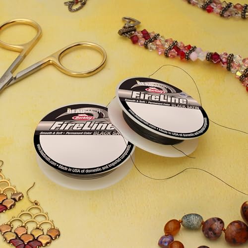 The Beadsmith Fireline by Berkley – Micro-Fused Braided Thread – 6lb. Test, .006”/.15mm Diameter, 15 Yard Spool, Black Color – Super Strong Stringing Material for Jewelry Making and Bead Weaving - color: Black, size: 6lb, .006”, 15 yard