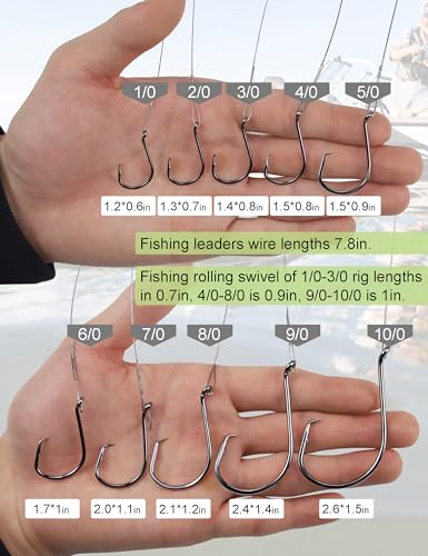 Pre-Rigged Fishing Hooks with Steel Wire Leader, Saltwater 30pcs Catfish Octopus Hooks Rig Anti-Bite Stainless Steel Trace Trout Hooks - color: 1/0, 30 Pcs