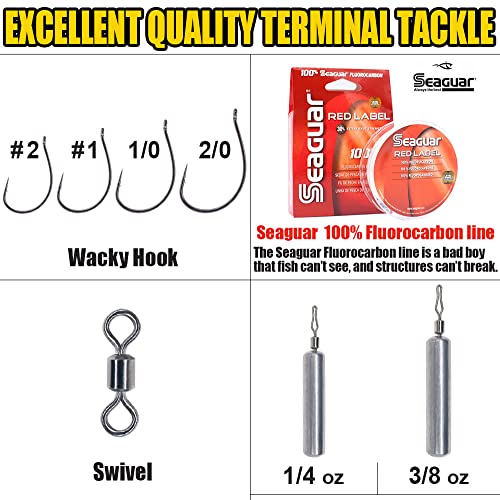 Drop Shot Rigs for Bass Fishing Ready Rig with Hooks and Sinker Weights - color: Hook Size 2-Weight 1/4 oz-Qty 5