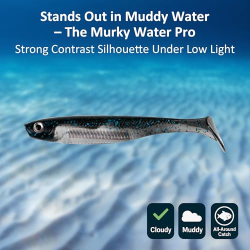 5/6Pcs Pre-Rigged Soft Plastic Lures, Paddle Tail Swimbait, Jig Heads for Bass, Walleye, Pike, Trout, Redfish Fishing - color: Black & Blue