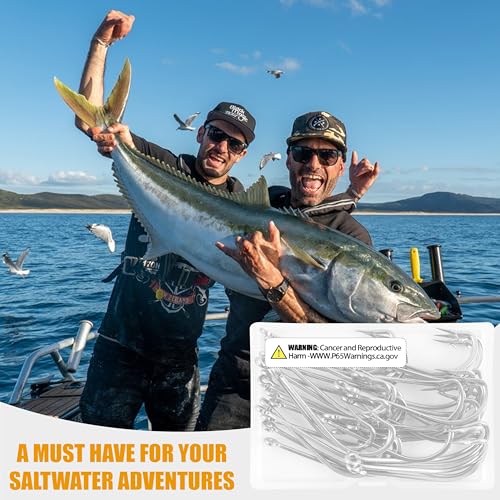 Stainless Steel Saltwater Fishing Hooks - 50pcs O'shaughnessy Hooks Forged Long Shank J Fishing Hooks Extra Strong Fish Hooks for Trolling Sea Bass Striper Cod Bluefish Size 1/0-10/0 - size: 8/0-50pcs