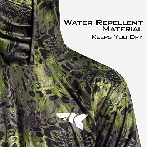 KastKing Men's Hoodie Shirt UPF 50 Long Sleeve Fishing Shirt UV Protection Shirt - color: Q:woodland With Neck Gaiter, size: Large