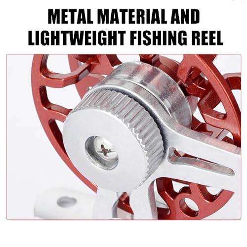 Winter Fishing Reel All Metal 1.76oz(50g) Lightweight 2.1inch(53mm) Upgrade Base Right Hand Mini Fly Wheel for Trout Pike Ice Fishing Tackle - color: Blue