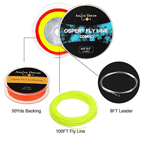 100FT WF3F WF5F WF8 Fly Fishing Line Combo Weight Forward Fly Line with Braided Backing Tapered Leader Preload Fly Line with Welded Loop - color: Fluo Yellow, size: 9 feet