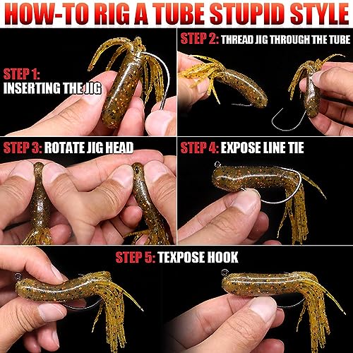 XFISHMAN-Tube-Jig-Heads-for-Bass-Fishing-Tube-Bait-Hooks 1/16oz 1/8oz 3/16oz 1/4oz (12-Pack) - color: 4/0 Hooks, size: 1/4oz(12-Pack)