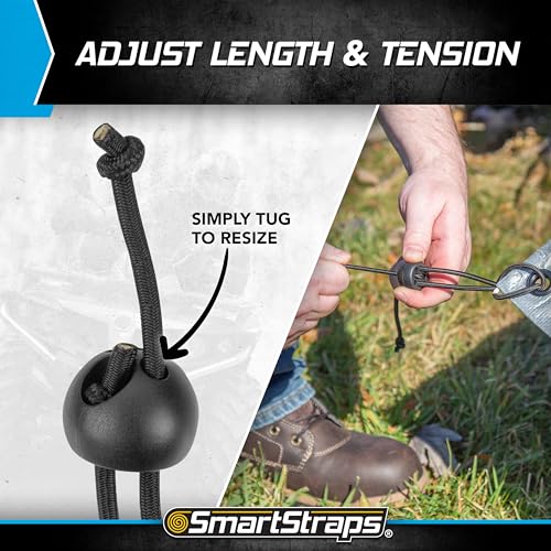 SmartStraps Adjustable Toggle Ball Bungee Cord, Adjust Tension And Length From 2-12” – Great To Keep In Your Car, Boat And Workshop (pack of 8) - size: (pack of 8)