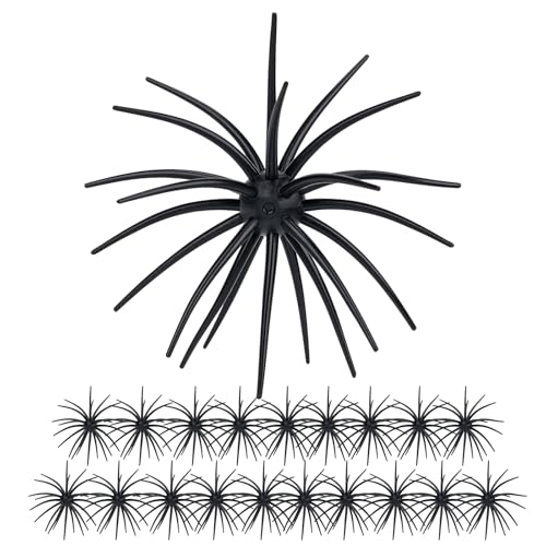 QualyQualy Urchin Bait for Bass Fishing, Floating TPE Creature Lures - 2.5'' / 3.6''/ 4'' /5.1'' Multi-Tentacle Soft Plastic Bait for Bass, Walleye, Pike - color: #09 Black, size: XS-20pcs