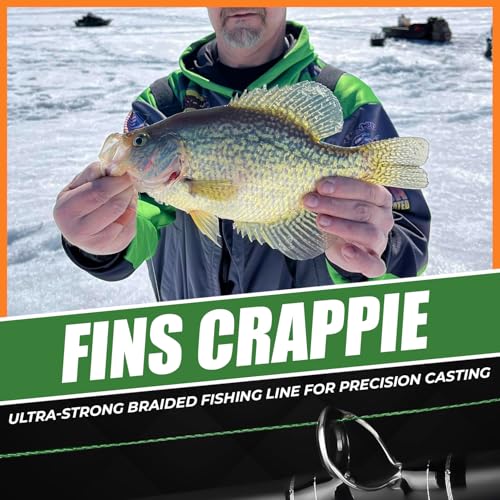 FINS Crappie Braided Fishing Line – Micro Diameter 4-Strand Ultralight Braid for Crappie, Perch, Sunfish and Panfish, High Visibility, Low Memory, Ultralight Freshwater Spinning Reel Braid - color: Yellow, size: 2000 Yards