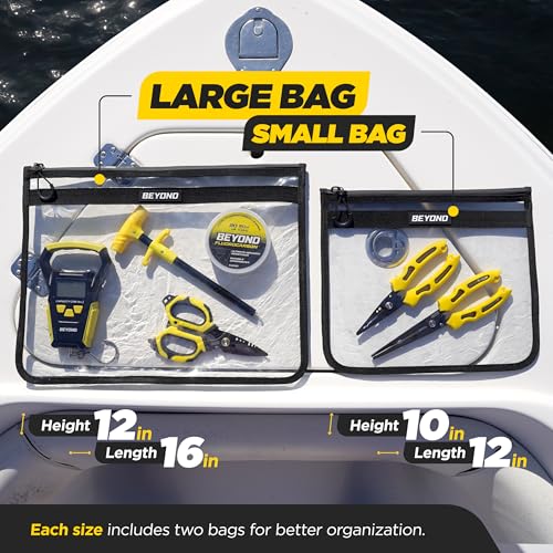 Beyond Fishing DryVault Tackle Storage Bag – Soft Plastic Bait Storage, Fishing Tackle See Through Bait Bag, Water-Resistant, Durable & Transparent Soft Bait Organizer for Easy Gear Access - size: Small - 2 Pack (H 10" x L 12")