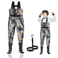 Kids Chest Waders for Toddler Children Waterproof with Insulated Boots - color: Camo, size: 8 Years