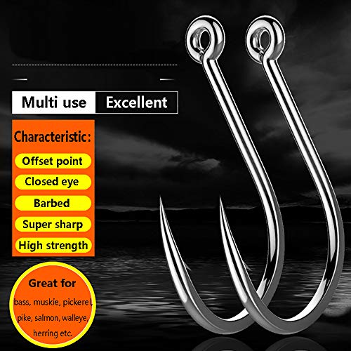 Dyxssm 150pcs/lot Circle Fishing Hooks Extra Strength Octopus Barb Fishing Hook with Offset Ponit - size: 2# (150pcs)