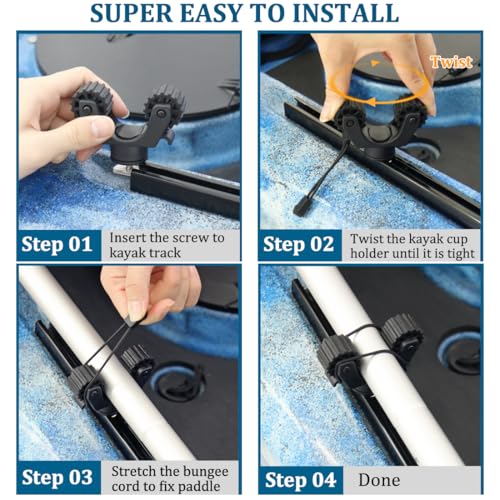 Huntury Kayak Paddle Holder Track Mount, Kayak Fishing Net Holder and Kayak Fishing Poles Holder, Kayak Track Mount Accessories, Kayak Rail Accessories - style: 2026