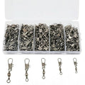 Fishing Barrel Swivels with Snap Set: 220pcs Large Small Snap Swivels Assortment for Saltwater Freshwater Connector Fishing Tackle - Size #2#4#6#8#10