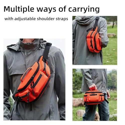 Fanny Pack for Men Women with Reflective Stripe, Concealed Casual Waist Bag with Adjustable Belt for Cycling Hiking Fishing Camping Travel (orange) - color: Orange