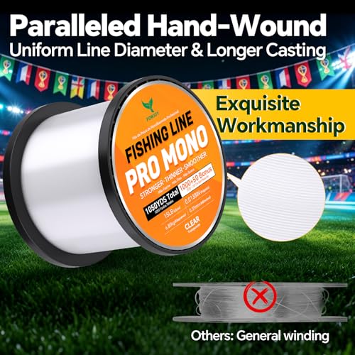 Monofilament Fishing Line with Knot Guide Card, Tangle-Free Snap Ring for No More Mess, Low Memory Smooth Casting Nylon Mono String, 15/20/30/50/80LB, 220-1050 Yards - color: Clear, size: 15LB 1050Yards