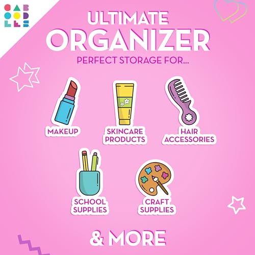 Caboodles On-The-Go Girl Makeup Box, Hot Pink Sparkle, Hard Plastic Makeup Organizer Box, Built-In Mirror, Secure Latch for Safe Travel, Spacious Storage for Large Items - color: Hot Pink Jelly Sparkle